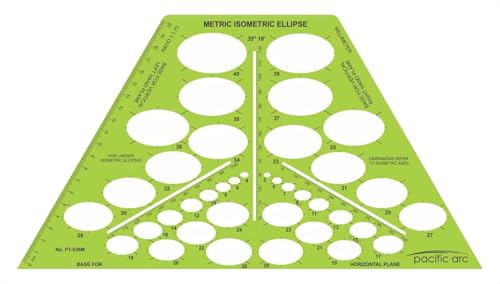 Image of Pacific Arc Template: Metric Isometric Ellipse 35 & 16 Degrees 13.25 inch x 7.25 inch