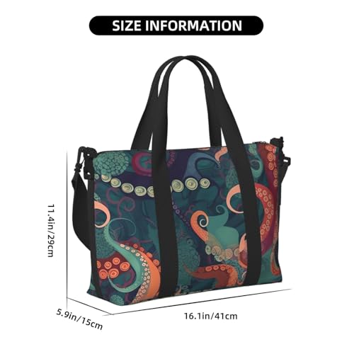 Travel Duffel Bag for Men Gym Bag, Abstract Octopus Luggage Bag with Shoulder Strap, Large Gym Tote Bag for Women, Weekender Overnight Bag, Foldable Carry on Bag for Airplane3