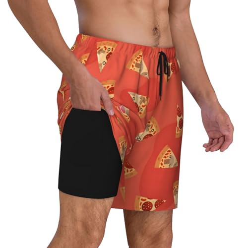 Mens Swim Trunks Short with Compression Liner 7 Inch Swimming Trunks Beach Board Shorts