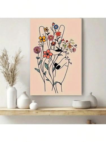 Impression sur toile bouquet bohème 21x30cm sans cadre fleurs colorées - 2