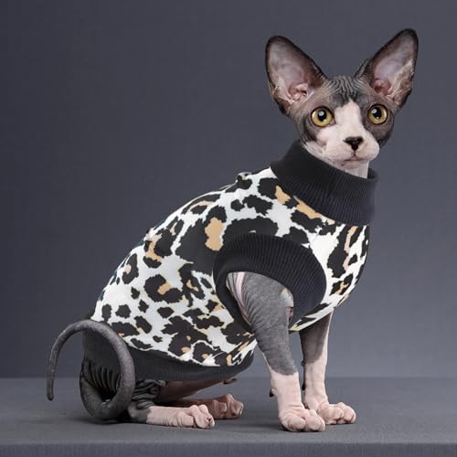 Ropa de gato sin pelo Sphynx pijama de leopardo blanco M 4