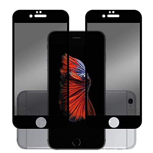 Image of Anti-Spy Privacy Tempered Glass Guard Protector for Apple iPhone 6s Plus (Black) Edge to Edge Full Screen Coverage, Pack of 2