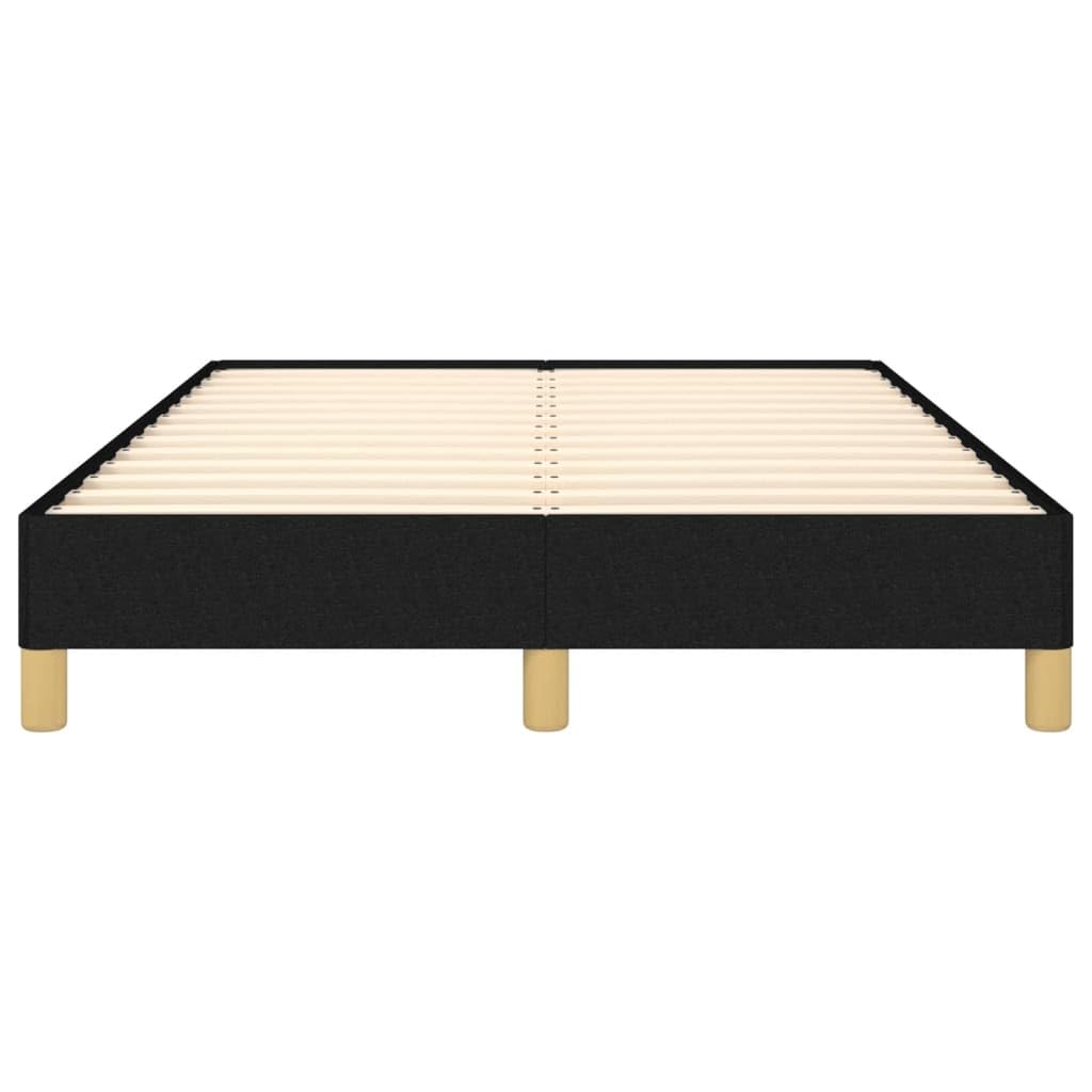 120x190 cm Black Fabric Bed Frame with Solid Pine Legs | Upholstered in wear-resistant cloth, this platform bed fits youth and guest bedrooms.