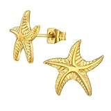 Inoki - Pendientes de acero bañados en oro con forma de estrella de mar
