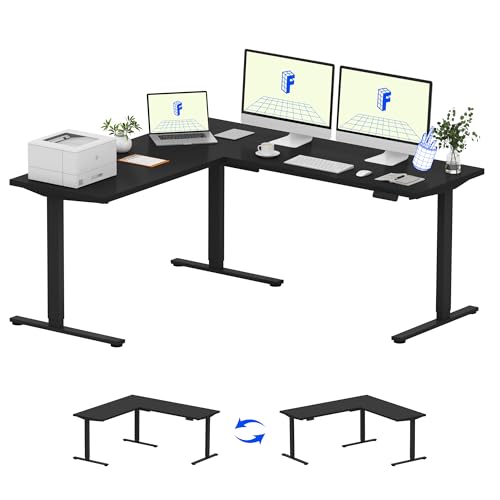 FLEXISPOT L Shaped Standing Desk, 71 x 63 Inch Electric Height Ad...