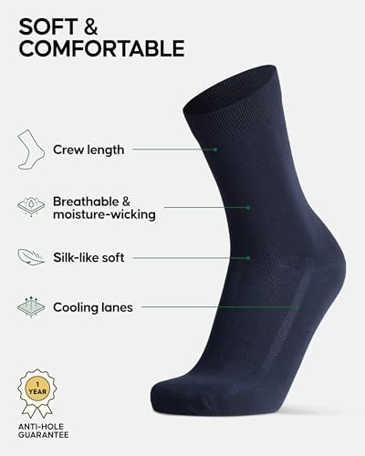 Image of DANISH ENDURANCE Crew Dress Socks, Viscose From Bamboo, 3 & 6-Pack