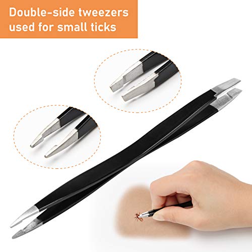 Coitek 3 In 1 Tick Remover Kit, Black Tick Remover Tweezers Stainless Steel Tick Remover Tools Set For Pet Dog, Cat, Human With Storage Box #TOP3