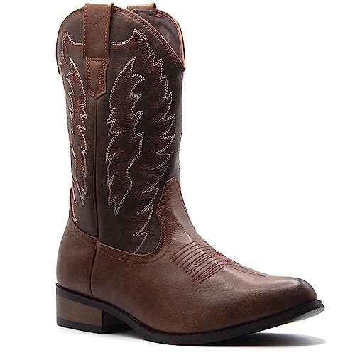 Jazamé Men's Western Cowboy Boots Ankle High Riding Botas por Hombre Tall Embroidered Classic Dress Boot