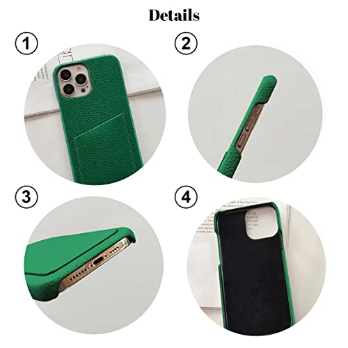 Personalized Initials Luxury Vegan Leather case for iPhone 17 16 17 Air 16e 15 14 13 12 Pro Max 11 Mini Xr Xs X 7 8 Plus SE, Custom Monogram Phone Cover with Card Slot, Embossed Letters (Green)
