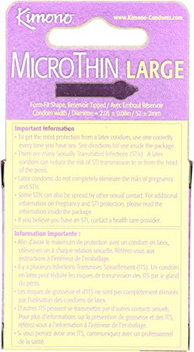 Kimono Microthin Large I Added Head Room & Length For Comfort I 5X Tested, Stronger, Reliable, & Ultra-Thin I Made With Premium Natural Latex I 3 Count #TOP1