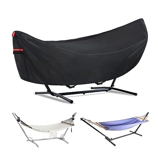 Waterproof 10 FT Hammock Cover, 210T Sun Rain UV Dust Snow Protection Outdoor Hammock Covers with Windproof Straps & Soft Cotton Lining for Hammock with 55 inch Spreader Bars