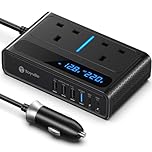 8 in 1 200W Car Power Inverter 12V to 240V / 230V with 2 Sockets, 4 USB Ports and 2 Type-C Ports,Fast Charging Car Voltage Converter Inverter,with Cigarette Lighter Plug,Suitable for Laptops, iPads