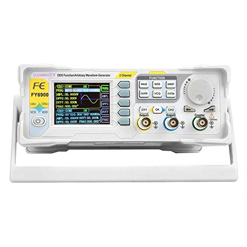 Dominty Function Generator Ac100-240V Fy6900 60Mhz Double Channel Dds Function Arbitrary Waveform Signal Generator Frequency Meter 250Msa/S Sine Square/Triangle/Pulse/Sawtooth Wave/Staircase Wave #TOP1