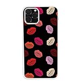 SmaSmaSweets iPhone 12 Pro Max ケース [デザイン:E.ブラック/白ケース] Lip_Lip_Lip ハード スマホケース カバー