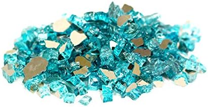 Vibrant Luster 1/2" Tahitian Teal Blue Medium - (10 Pound Bag) Reflective Fire Glass for Fireplace and Fire Pit