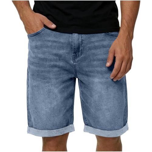 Pantalon court pour homme en coton premium denim uni