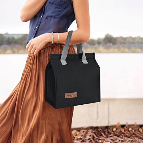 Lunchtasche,Kühltasche,Mittagessen Tasche,Isoliertasche,Tragbare Lunch-Taschen,Isolierte Thermotasche Tragetasche mit Folienfutter Wasserdichte für Herren Damen Arbeit Schule Picknick-Schwarz