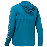 Bassdash UPF 50+ męska bluza z kapturem chroniąca przed promieniowaniem UV z długim rękawem, Szmaragdowy błękit / szare logo, S