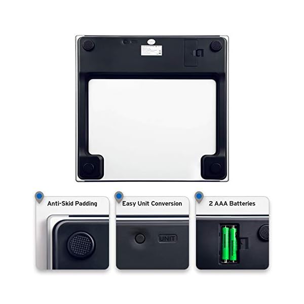 Etekcity Bathroom Scale for Body Weight, Highly Accurate Digital Weighing Machine for People, Large Size and Backlit LCD Display, 6mm Tempered Glass, 400 Pounds