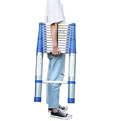 Telesladderladders Multi-Purpose Extendable Ladderladdercopiladder 2.6M 3.2M 3.8M 5M 6M 7M 8M, Aluminum Blue Tallextension Ladders with Non Slip Fee/Blue/1.8M/5.9Ft