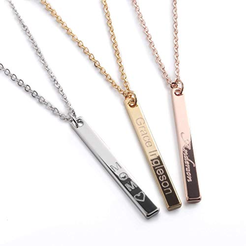 Vertical Name Necklace Personalized Gold Bar Necklace Customize Gift for Women Bridesmaid Jewelry Wedding Best Graduation Gift