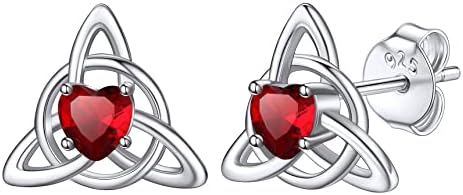 Bestyle 925 Sterling Silver Celtic Earring with 12 Month Stone for Women Girls, Dianty Cute Small Celtic Knot Birthstone Studs Love Infinity Earring Irish Jewelry, Great Birthday Gifts