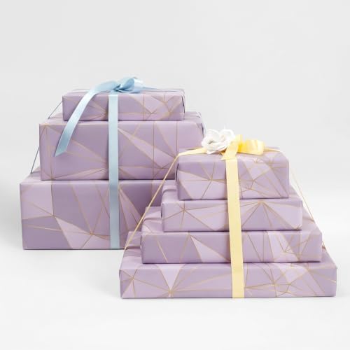 Image of Prettykrafts Abstract Gift Wrapping Paper | Pack of 5 | 70x50x0.2 cm | Large Size | Reusable & Eco-Friendly Paper Bags for Gifting, Parties, Return Gifts, Shopping and Special Occasions, Lavender
