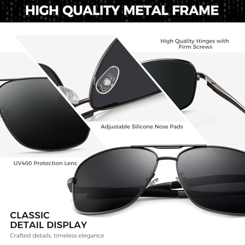 Polarized Aviator Sunglasses–UV Protection, Sleek Metal Frame Sunglasses for Men & Women Driving Sports4