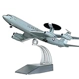 MACHASORS E-3 Sentry Model Airplane 1/200 Scale Metal Diecast Military Aircraft with Rotating Stand and Rotatable Antenna Dome– Display or Gift