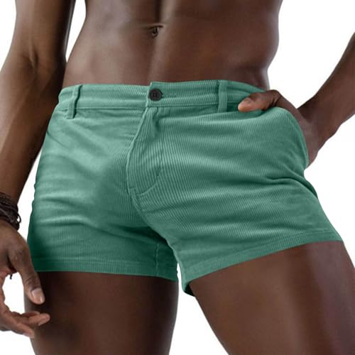 Mens Corduroy Short Shorts Low Rise Casual Mini Shorts Sexy Fitted Summer Clubwear Fashion Solid Hot Shorts Pockets