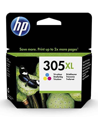 HP 305XL, Cartouche d'encre trois couleurs, Grande capacité, Originale, 3M63AE, Cyan, Magenta, Noir, Compatible avec les imprimantes DeskJet 1255/2320/ 2700/...