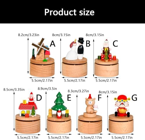 木製スピニング オルゴール クリスマスデコレーション サンタクロース くま ケーキ テーマ 歌 ファミリー コレクタブル回転ホームデ