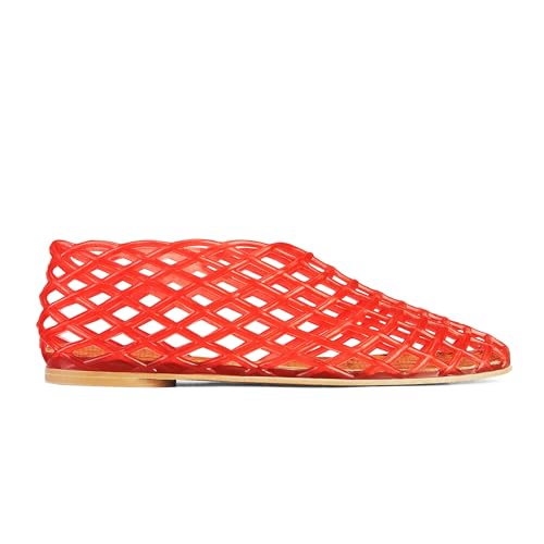 Image of Jelly Mesh Ballet Flats for Women Clear Hollow Jellies Flat Sandals Round Toe Slip On Beach Balleria Flat Shoes