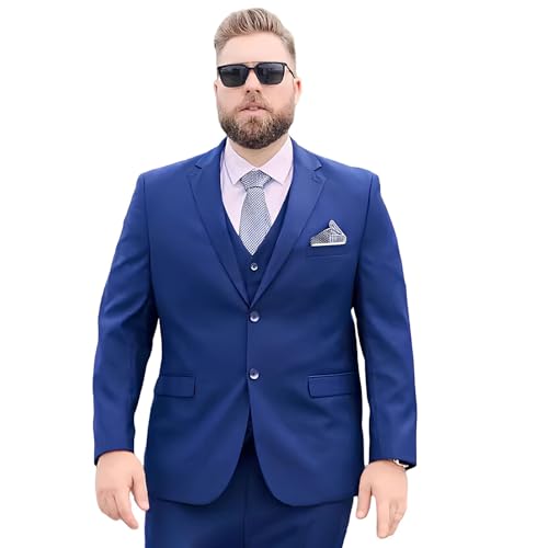 Costume 2 pièces pour homme grande taille de couleur unie