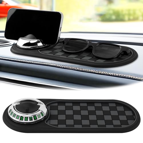 Multifunction Car Anti-Slip Mat, Car Dashboard Mobile Phone Holder, Anti Slip Mat Phone Holder and Temporary Parking Number Pad - Secure Storage for Sunglasses, Keys, Gadgets by Herxsin - Used condition - US$8.44