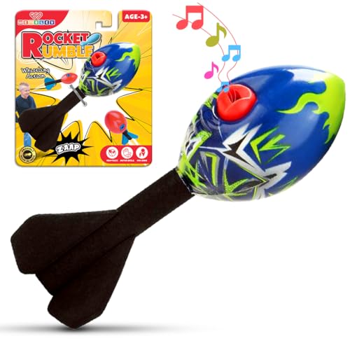 Image of Wembley Missile Foam Rocket Toys for Kids with Whistling Sound Aerodynamic Rocket Ball Fly High Action Launcher Outdoor Toys Gift for Boys Girls (Blue)