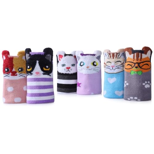 SDBING Kids Girls Knee High Socks Crazy Funny Gift Novelty Soft Cute Animal Dress Long Socks 6 Pairs4