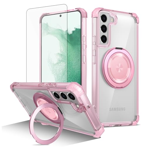 Coque Samsung S22 5G Asuwish transparente avec protège-écran verre et anneau