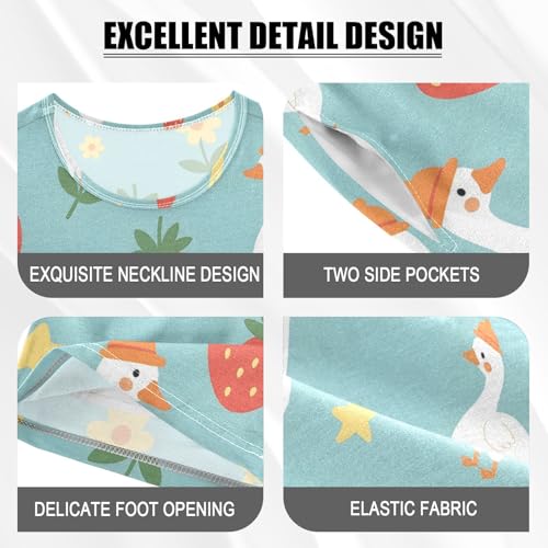 Pajama Short Sets Farm Animals with Strawberries Flowers Soft Cotton Summer Sleepwear 2 Piece PJS Size 5-14T3