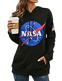 Ezcosplay Women Long Sleeve NASA Pullover Hoodies Casual Lightweight Space Graphic Sweatshirt with Pocket