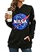 WLLW Women Fall Winter Warm NASA Hoodie Sweatshirt with Pocket Space Pullover Black