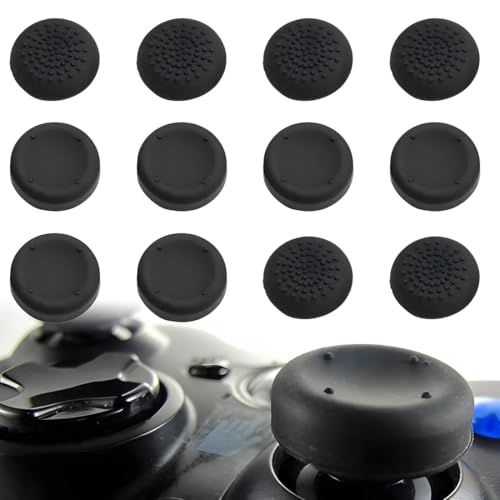 CUZKC 12pcs Capuchon Joystick Switch Silicone Noir pour XBOX360/XBOXONE PS3/PS4