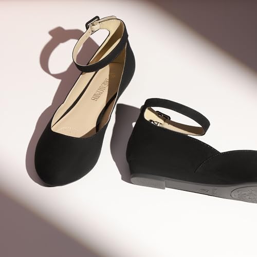 DREAM PAIRS Ballerinas Damen Schuhe Damen Elegant Flache Schuhe für Damen mit Verstellbarem Knöchelriemen Riemchenballerina – Bild 6