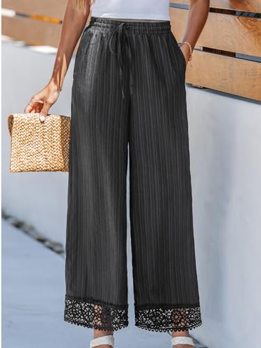 CUPSHE Women's Wide Leg Pants High Waisted Trousers Palazzo Lounge Beach Cover Ups Flowy Business Work Casual Summer Pants2