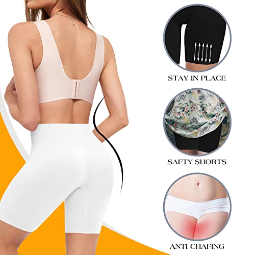 Image of ZENUTA Women 4 Pack Slip Short Under Dresses Underwear, Anti Chafing Seamless Cotton Shorts for Women Boy Shorts