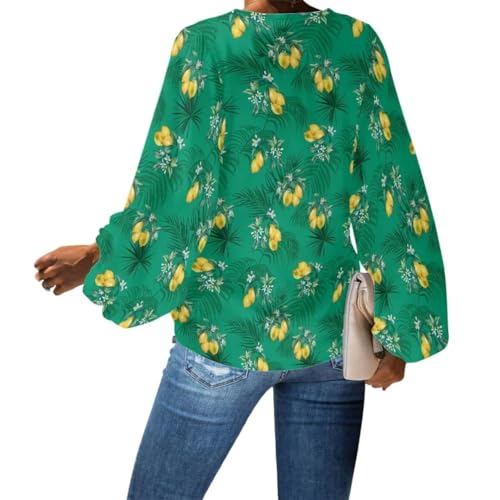 Horeset Blue Sea Turtle Long Sleeve T Shirt Top for Womens,Casual V Neck Ruffle Blouses Novelty Tops Loose Fit Pullover2