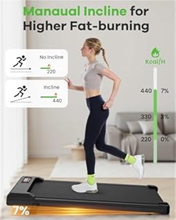 HomeFitnessCode Walking Pad Treadmill, Treadmills for Home, 2.5HP Portable Electric Under Desk Treadmill with LED Display & Remote, Adjustable Speed, No Assembly (Black Classic)