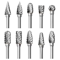 Hartmetall Frässtifte Set für Dremel, 10 Stück Holz Metall Fräser mit 1/8 Schaft für DIY-Holzbearbeitung, Schnitzen, Gravieren, Bohren, Metallbearbeitung