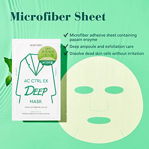 Dewytree Ac Ctrl Ex Deep Ceramide And Hyaluronic Acid Calming Mask Sheet Pack Of 10 - Qith Peppermint Ampoule, Removes Dead Skin Cells, Soothing & Creating Moisture Barrier For Sensitive Skin #TOP2