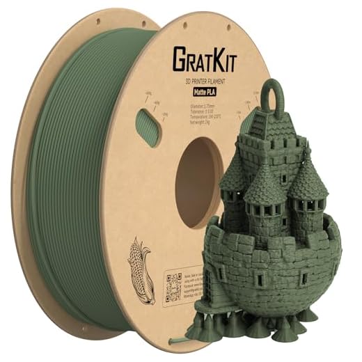 Gratkit Matte PLA Filament, 3D Printer Filament 1.75mm, +/-0.03mm, Cardboard Spool 1kg/2.2lbs, PLA Matte Oliver Green